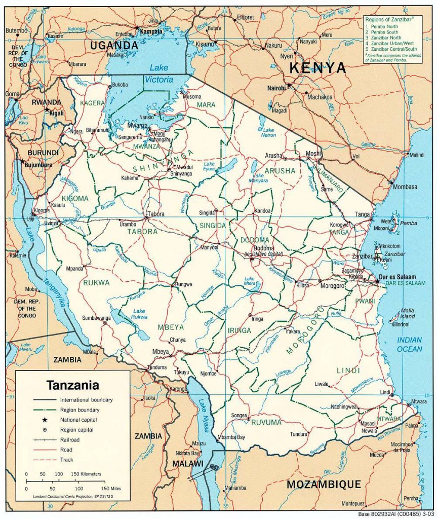 Carte détaillée de la Tanzanie Carte détaillée de la Tanzanie