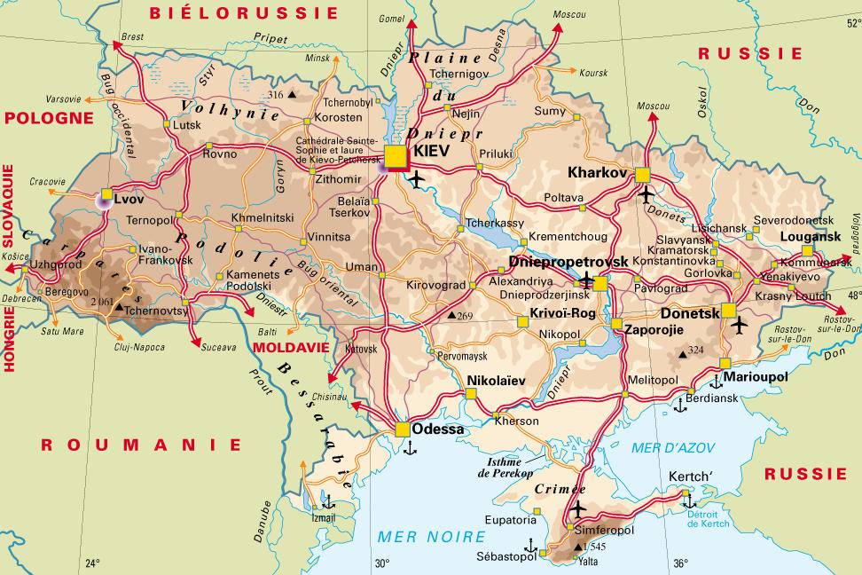 Carte détaillée de l'Ukraine Carte détaillée de l'Ukraine