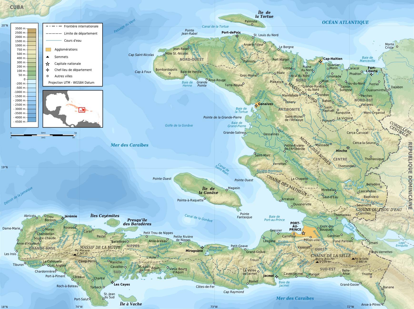 Carte géographique d'Haïti Carte géographique d'Haïti