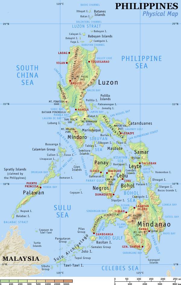 Carte géographique des Philippines Carte géographique des Philippines