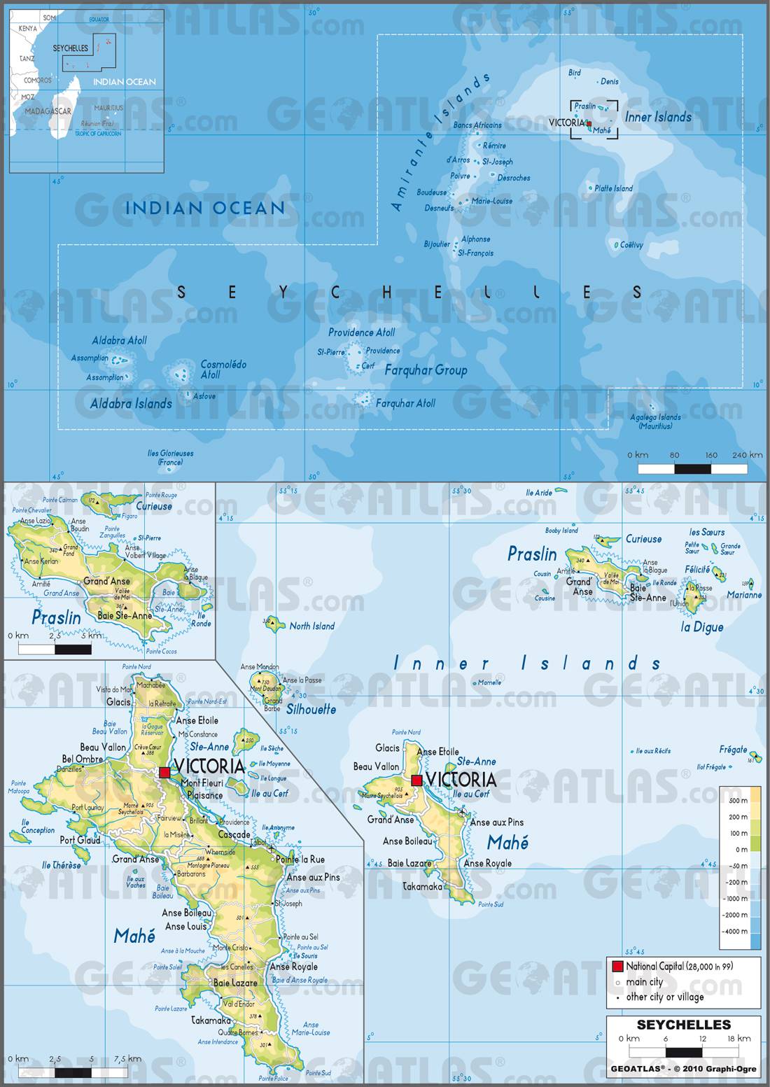 Carte des Seychelles Plusieurs cartes du pays connu pour ses plages de rêves