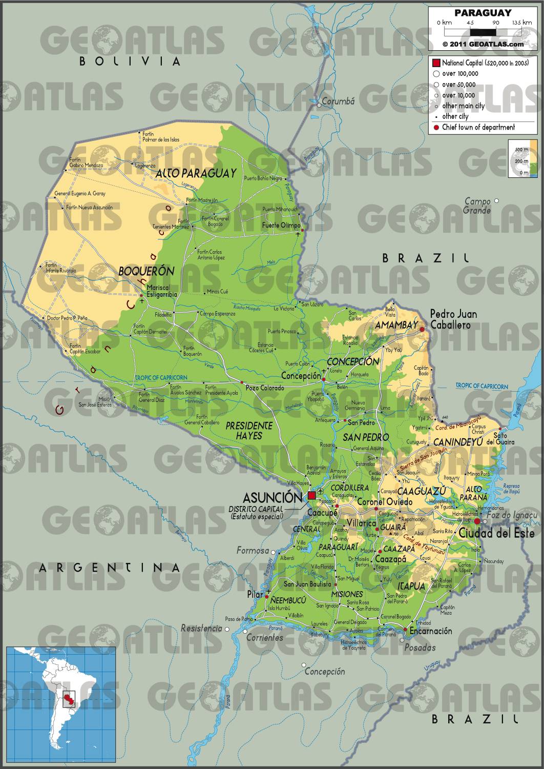 Carte géographique du Paraguay Carte géographique du Paraguay