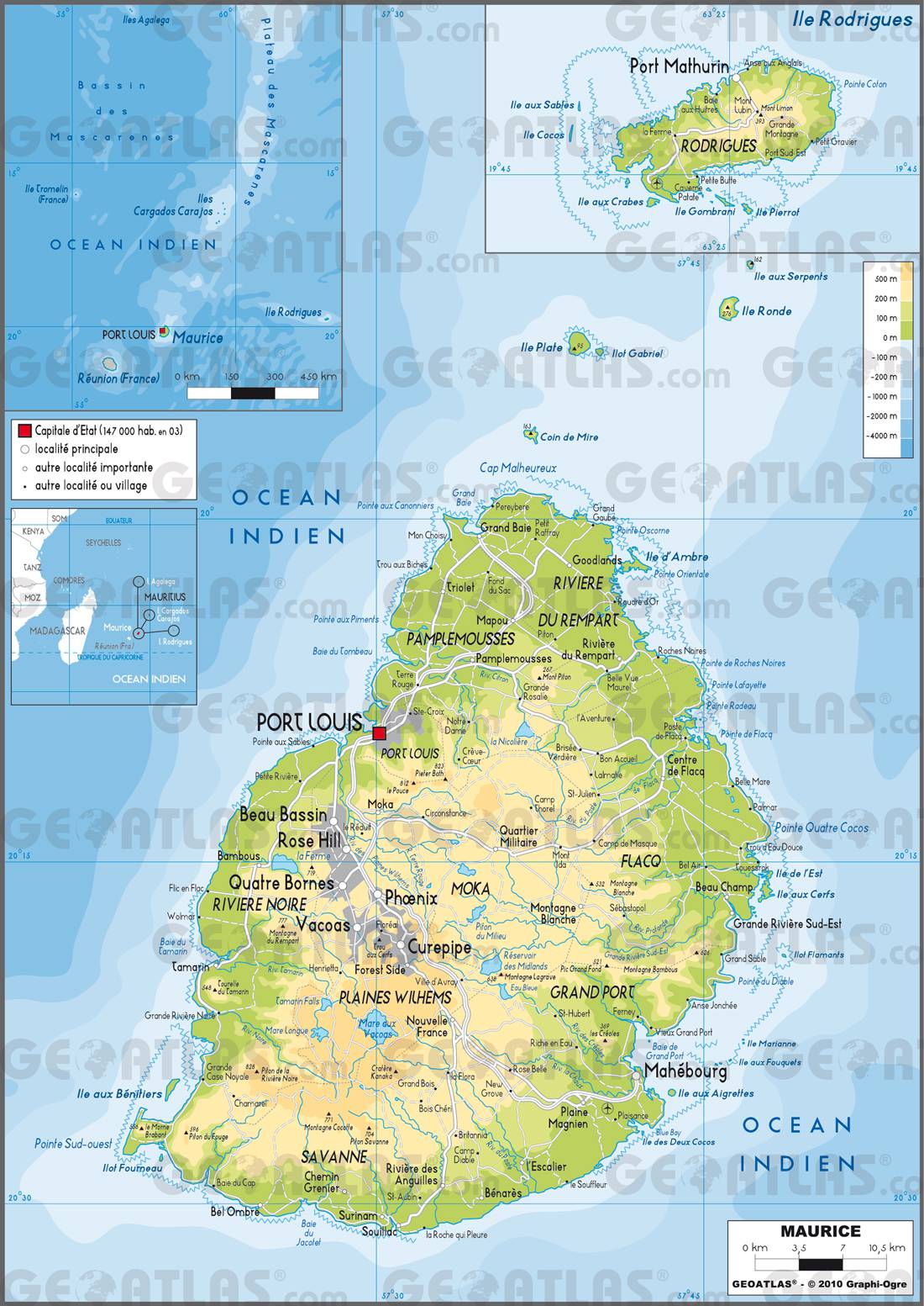  Carte  de  l le Maurice Plusieurs cartes  du pays en Afrique