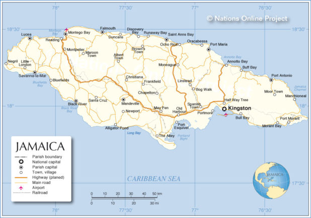 Carte de la Jamaïque