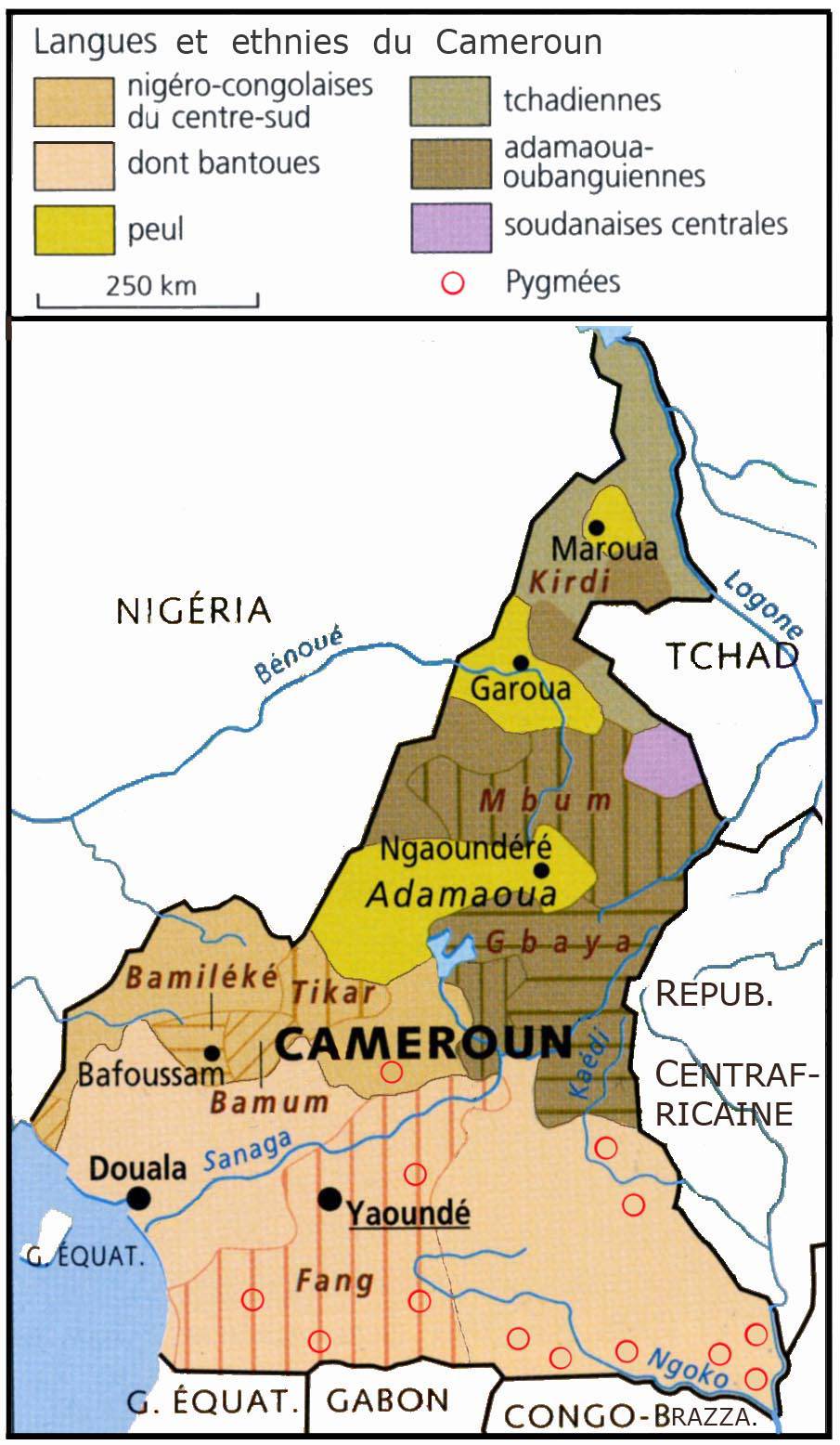 Carte du Cameroun Différentes cartes du pays du continent africain