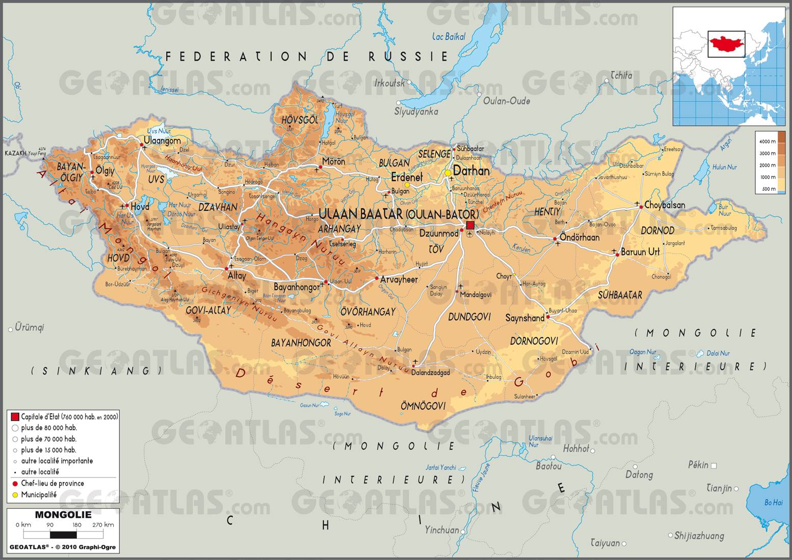 Carte de la Mongolie Carte de la Mongolie