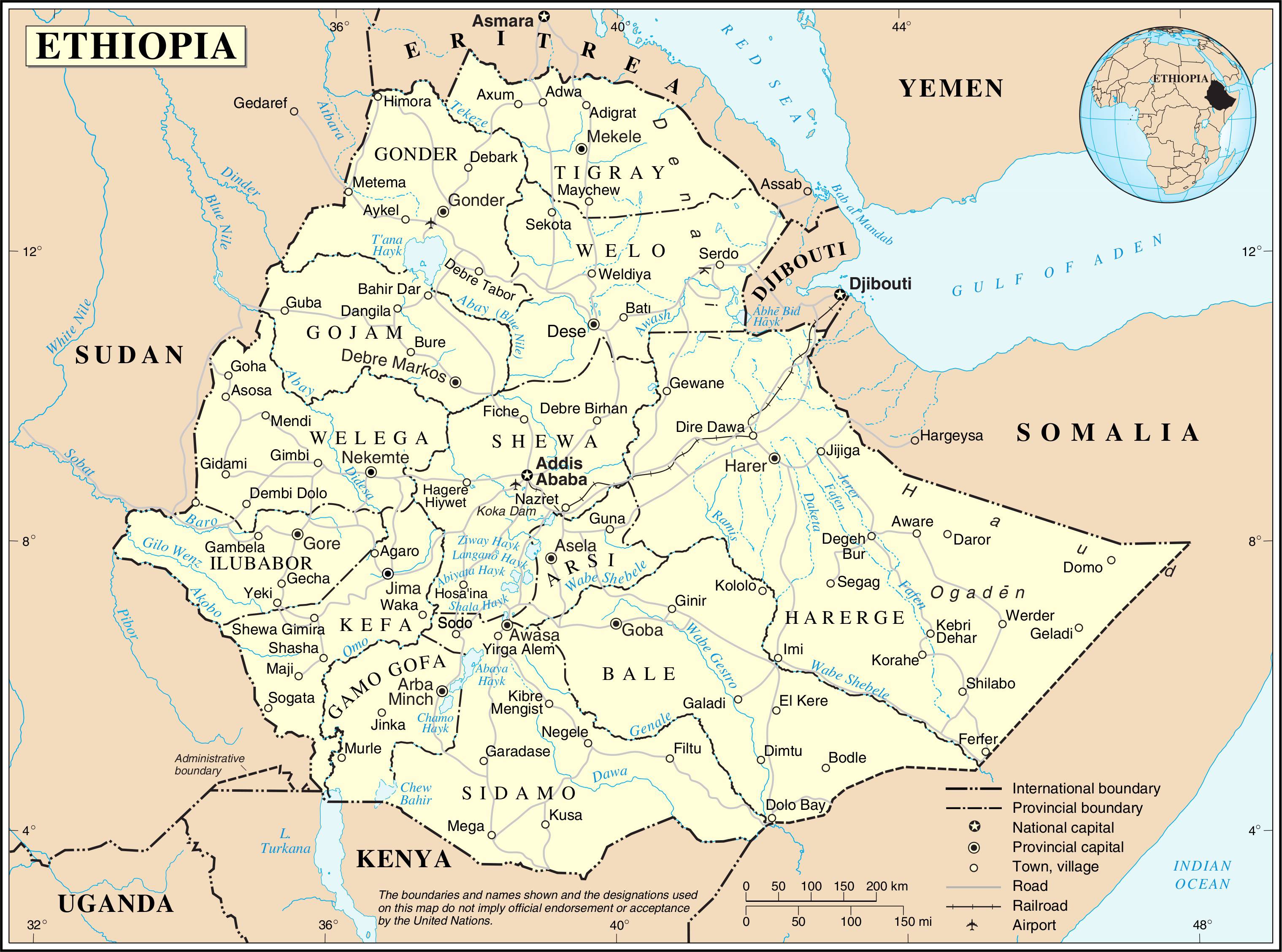 Carte de l'Ethiopie - Plusieurs cartes du pays se trouvant ...