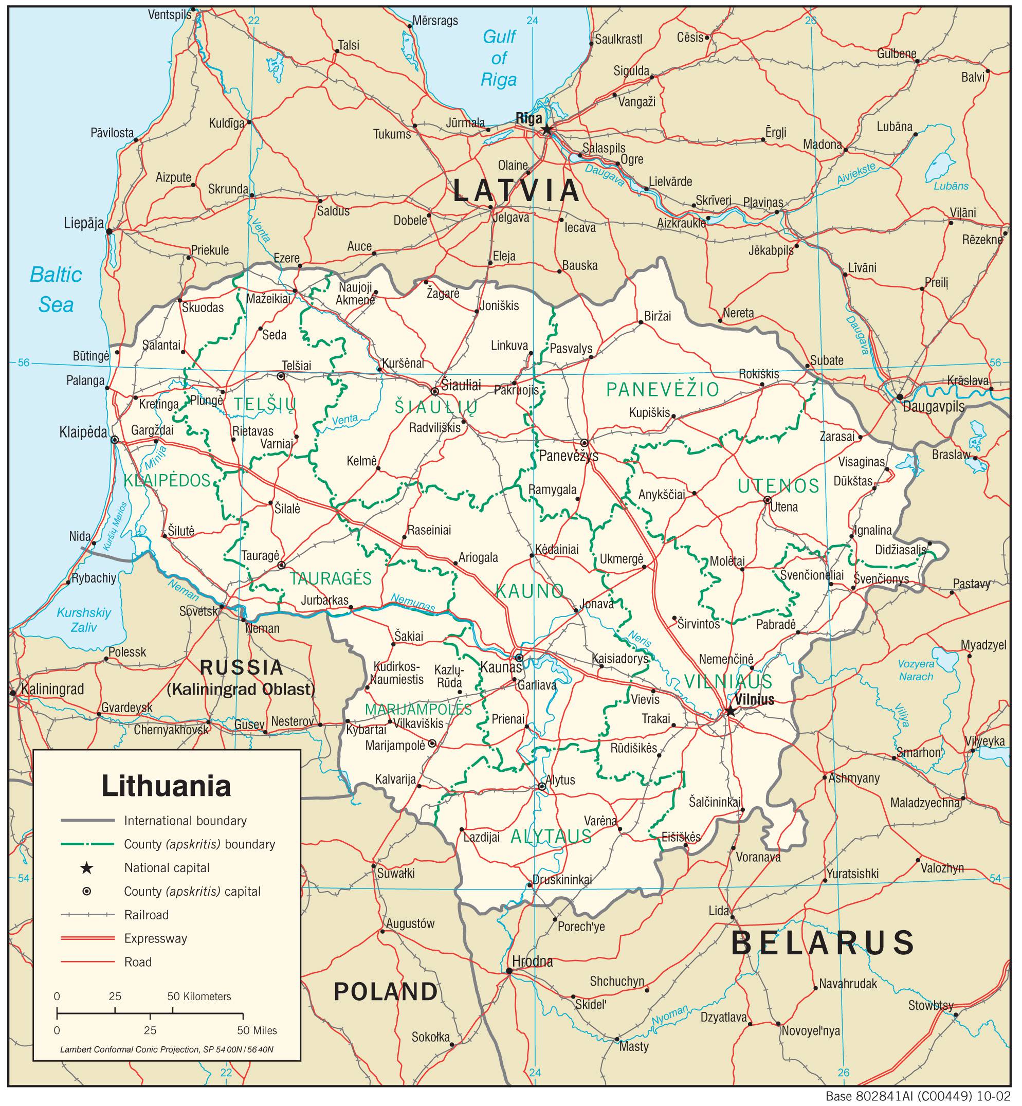 Carte politique de la Lituanie Carte politique de la Lituanie