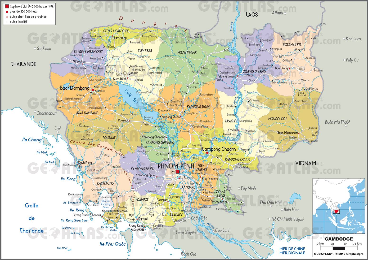 Carte des régions du Cambodge Carte des régions du Cambodge