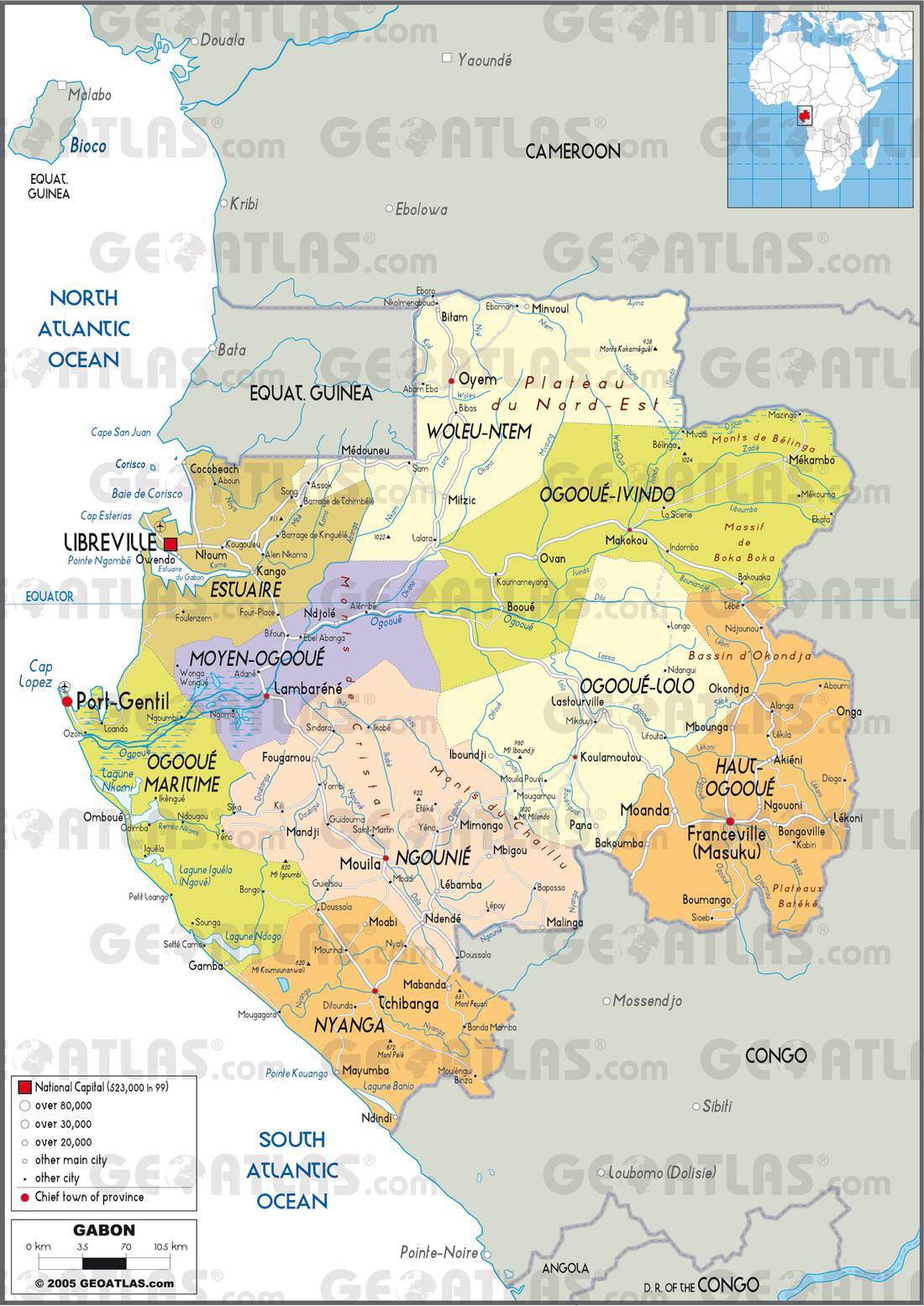 Carte des régions du Gabon Carte des régions du Gabon