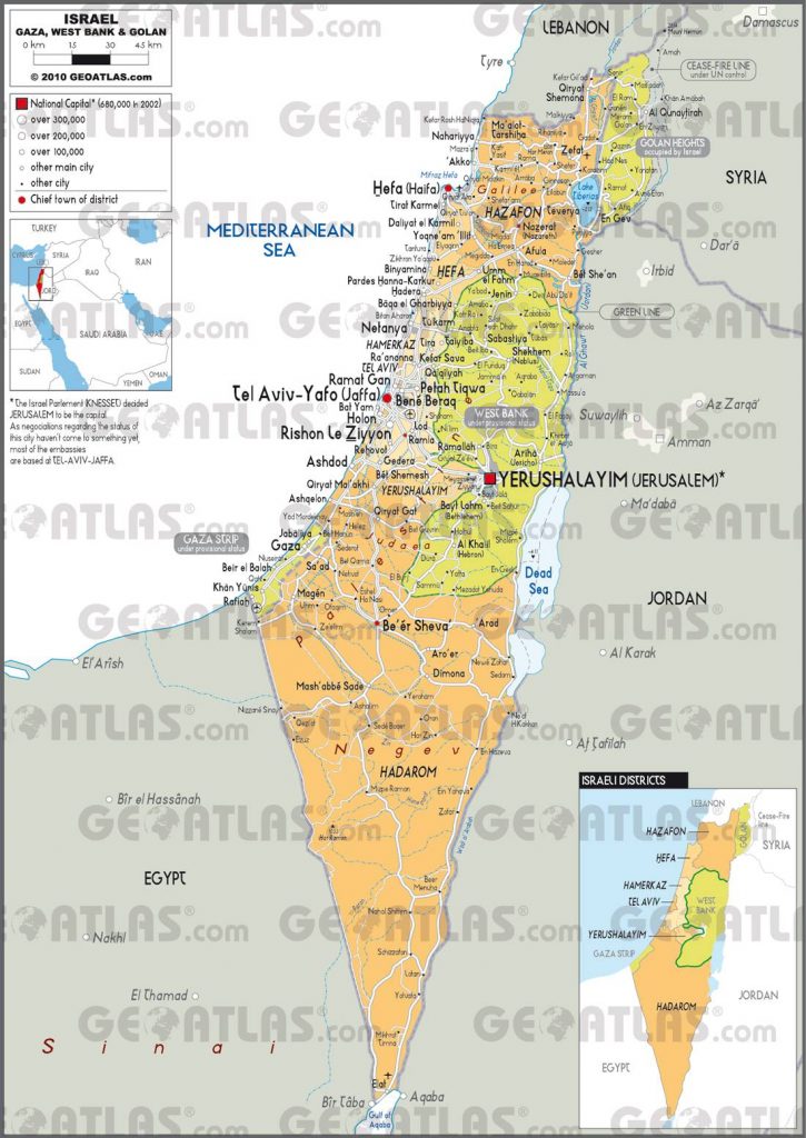 Carte des régions d'Israël Carte des régions d'Israël