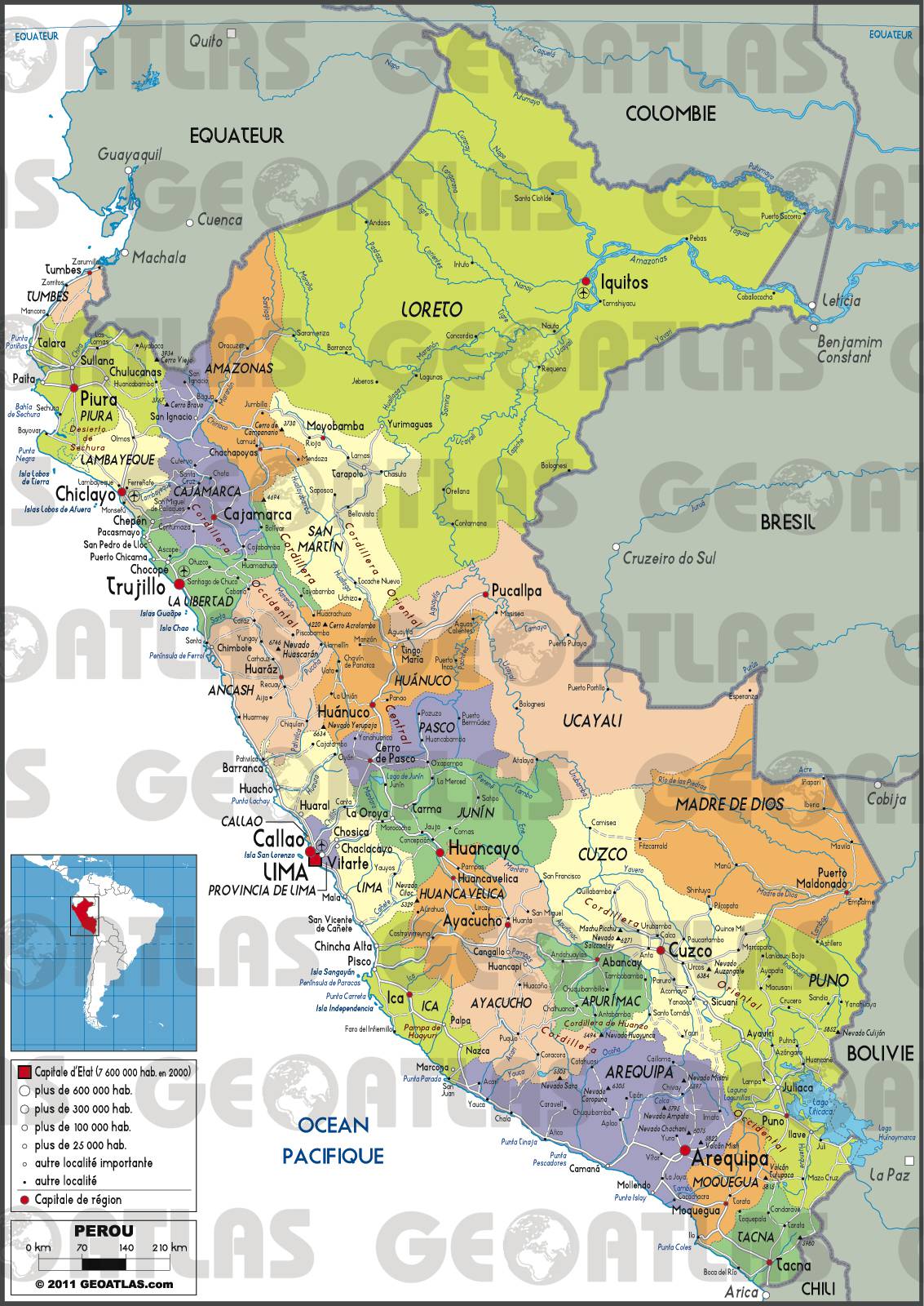 Carte des régions du Pérou Carte des régions du Pérou