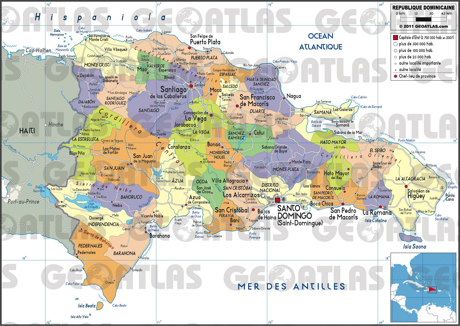 Quelle Est La Nationalité De La République Dominicaine Carte de la République dominicaine - Plusieurs cartes du pays aux Antilles