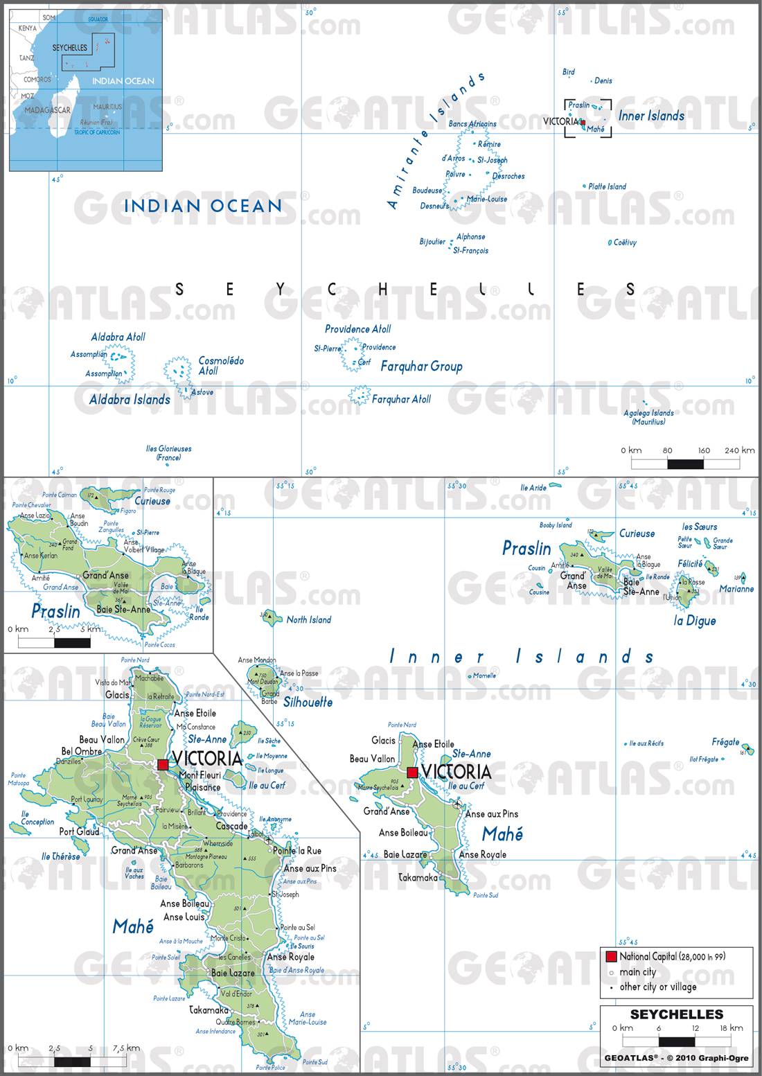 Carte des Seychelles Plusieurs cartes du pays connu pour ses plages de rêves