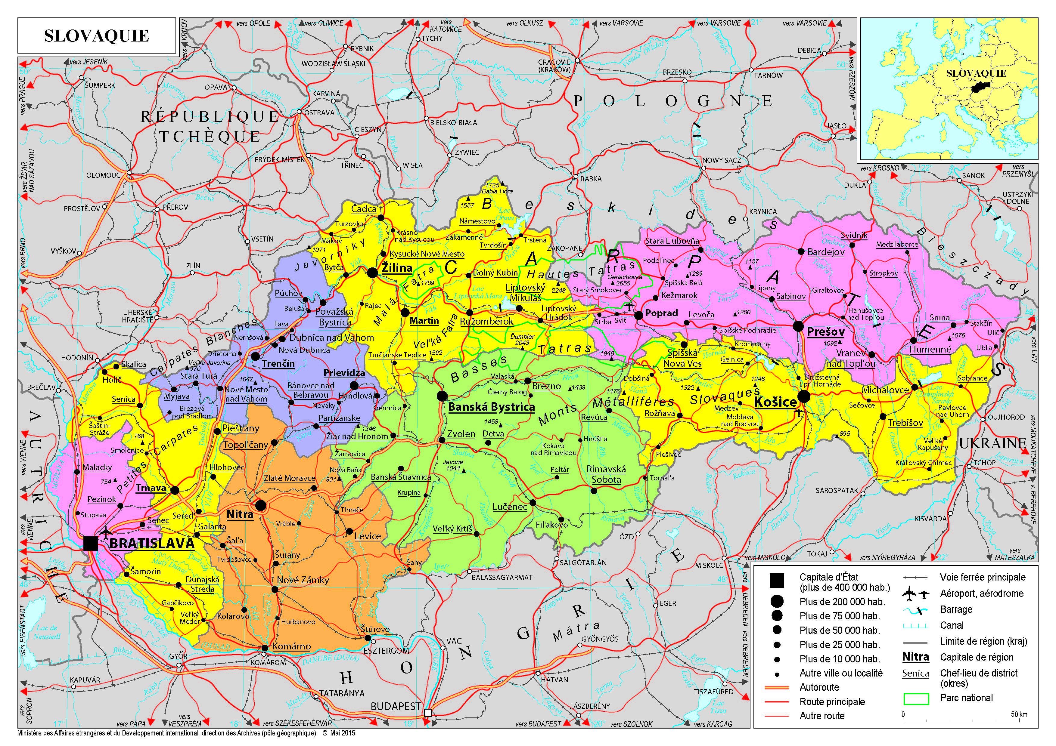 Carte de la Slovaquie - Plusieurs cartes du pays d'Europe ...