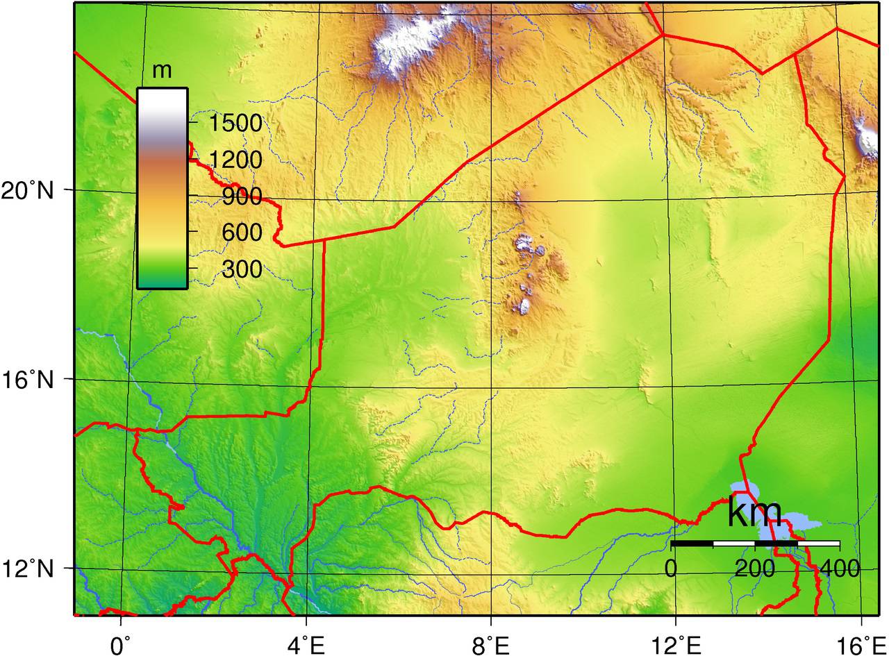 Carte du relief du Niger Carte du relief du Niger