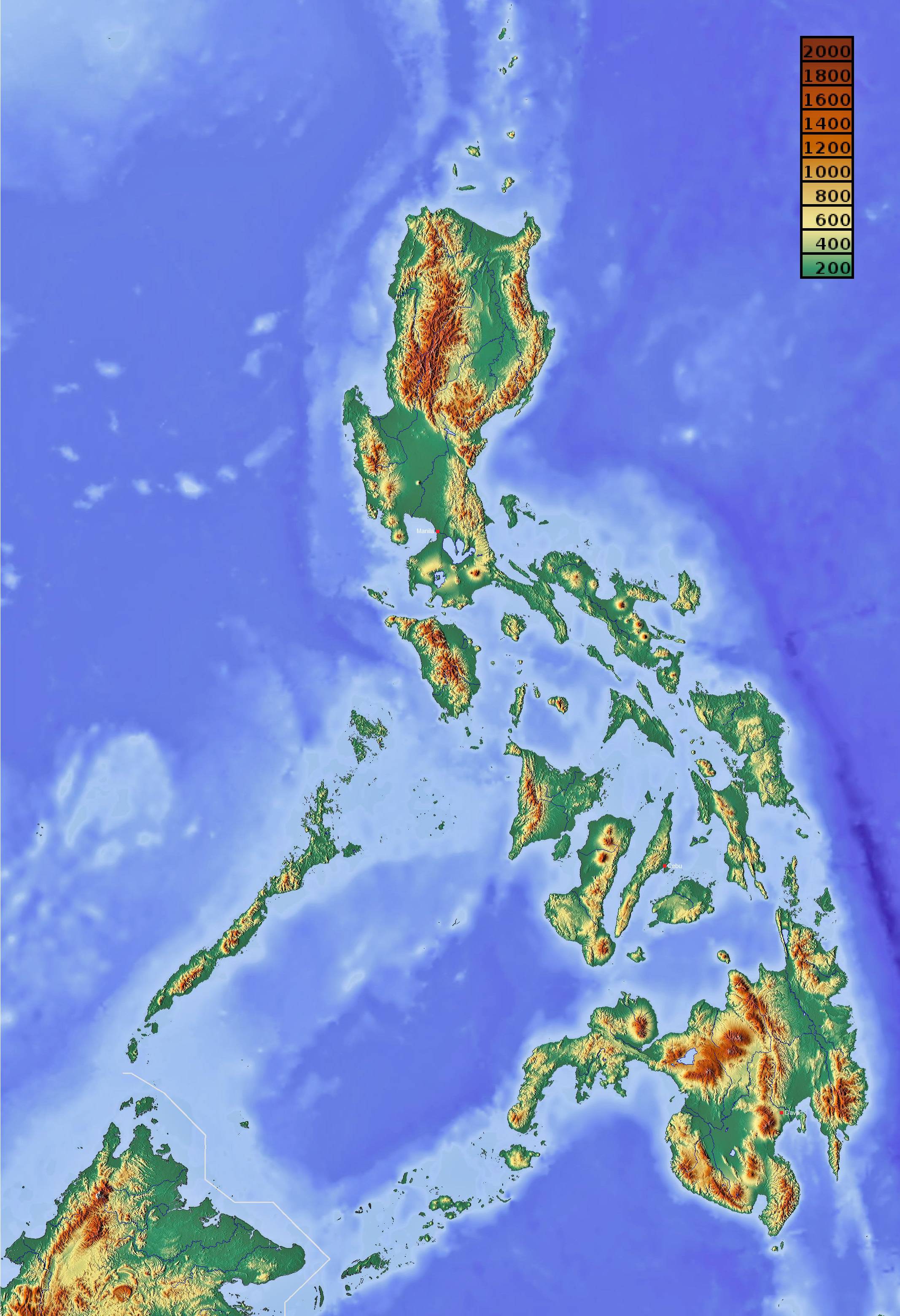 Carte du relief des Philippines Carte du relief des Philippines
