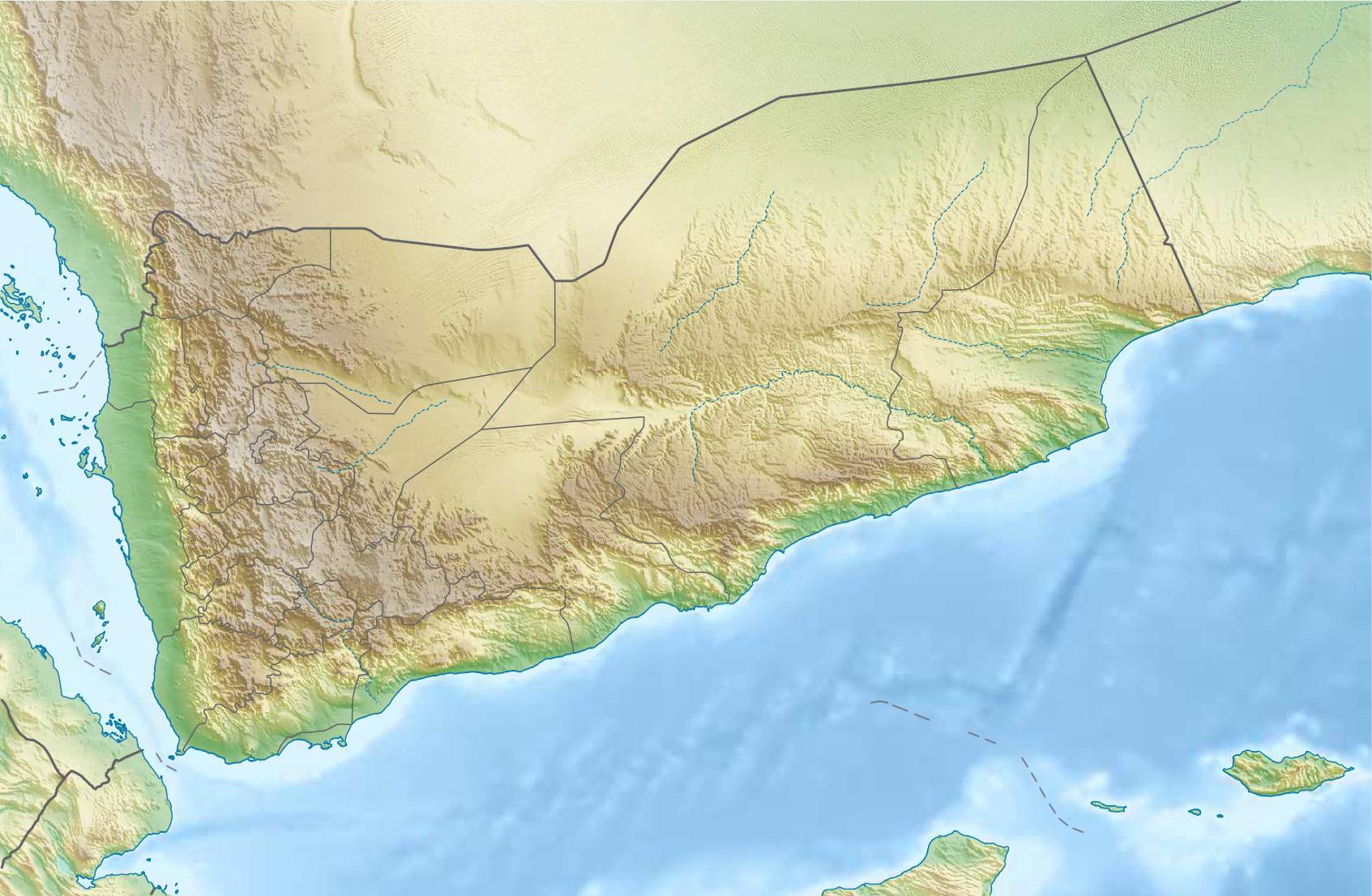 Carte du relief du Yémen Carte du relief du Yémen