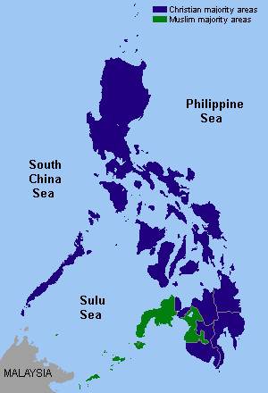 Carte des religions des Philippines Carte des religions des Philippines