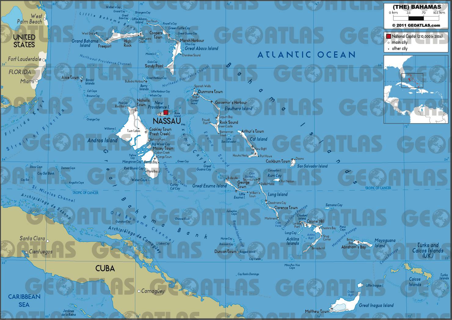 Carte routière des Bahamas Carte routière des Bahamas