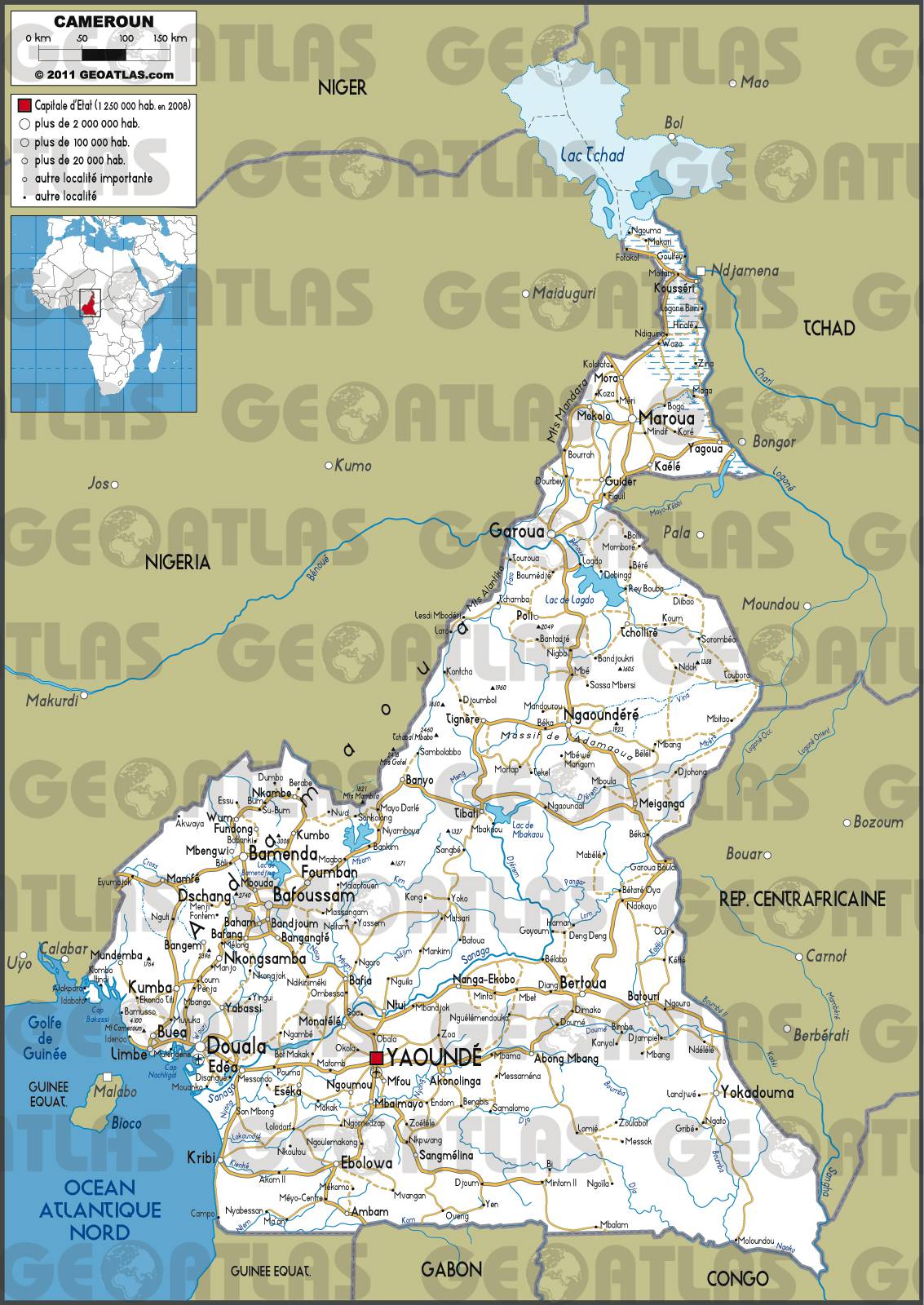 Carte du Cameroun Différentes cartes du pays du continent africain