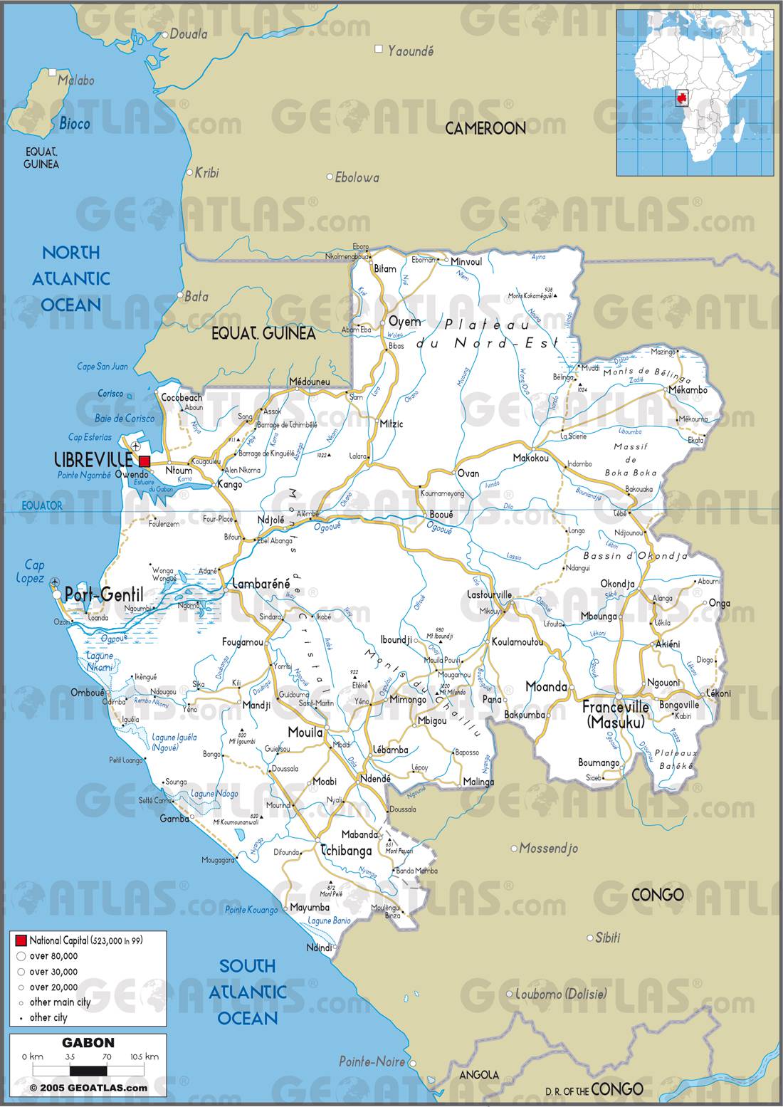 Carte routière du Gabon Carte routière du Gabon