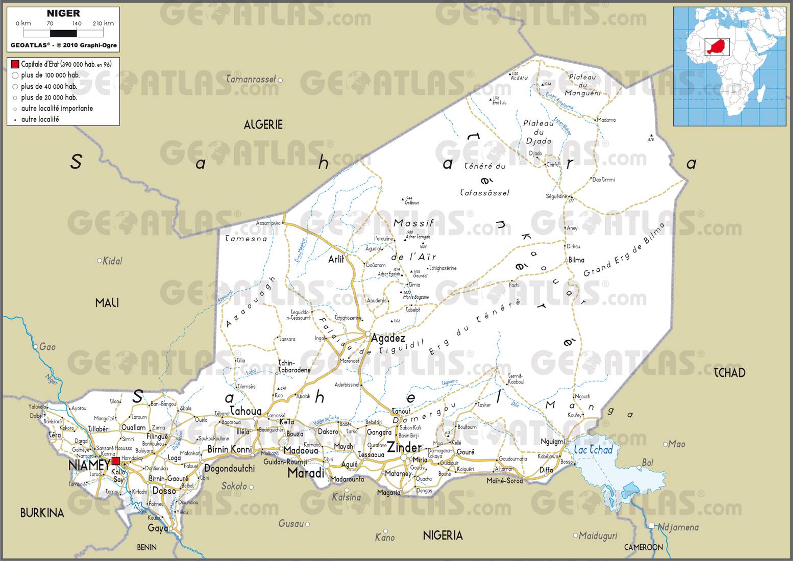 Carte routière du Niger Carte routière du Niger