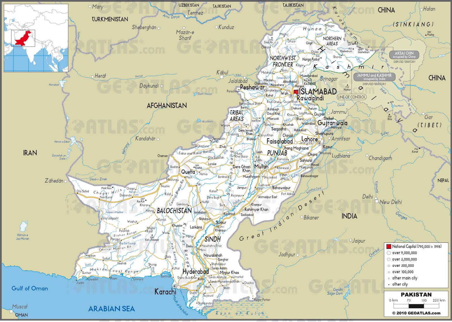 Carte routière du Pakistan Carte routière du Pakistan