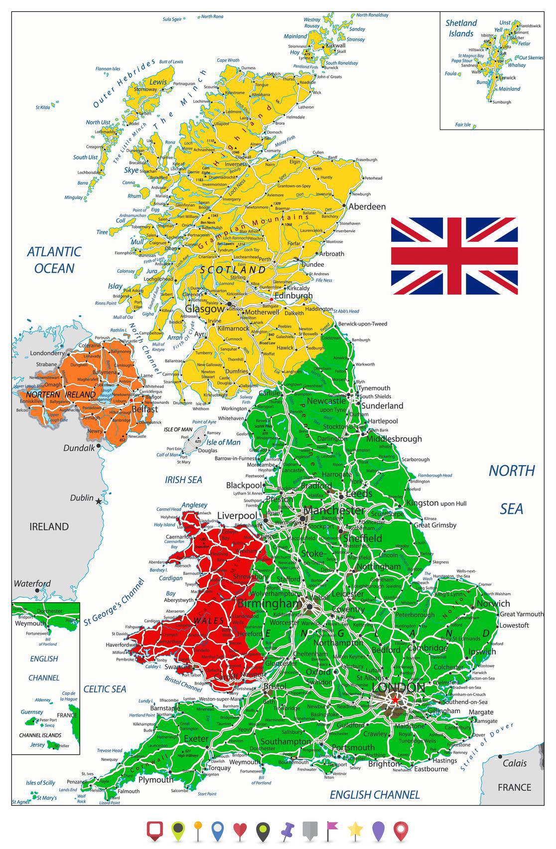 Carte routière du Pays de Galles