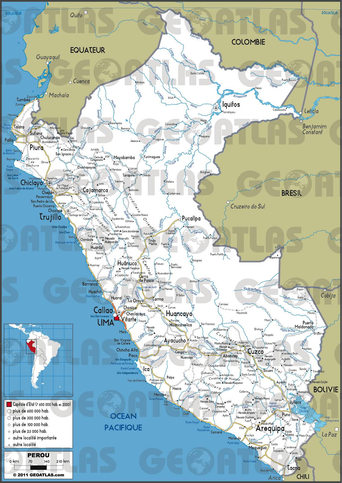 Carte routière du Pérou Carte routière du Pérou