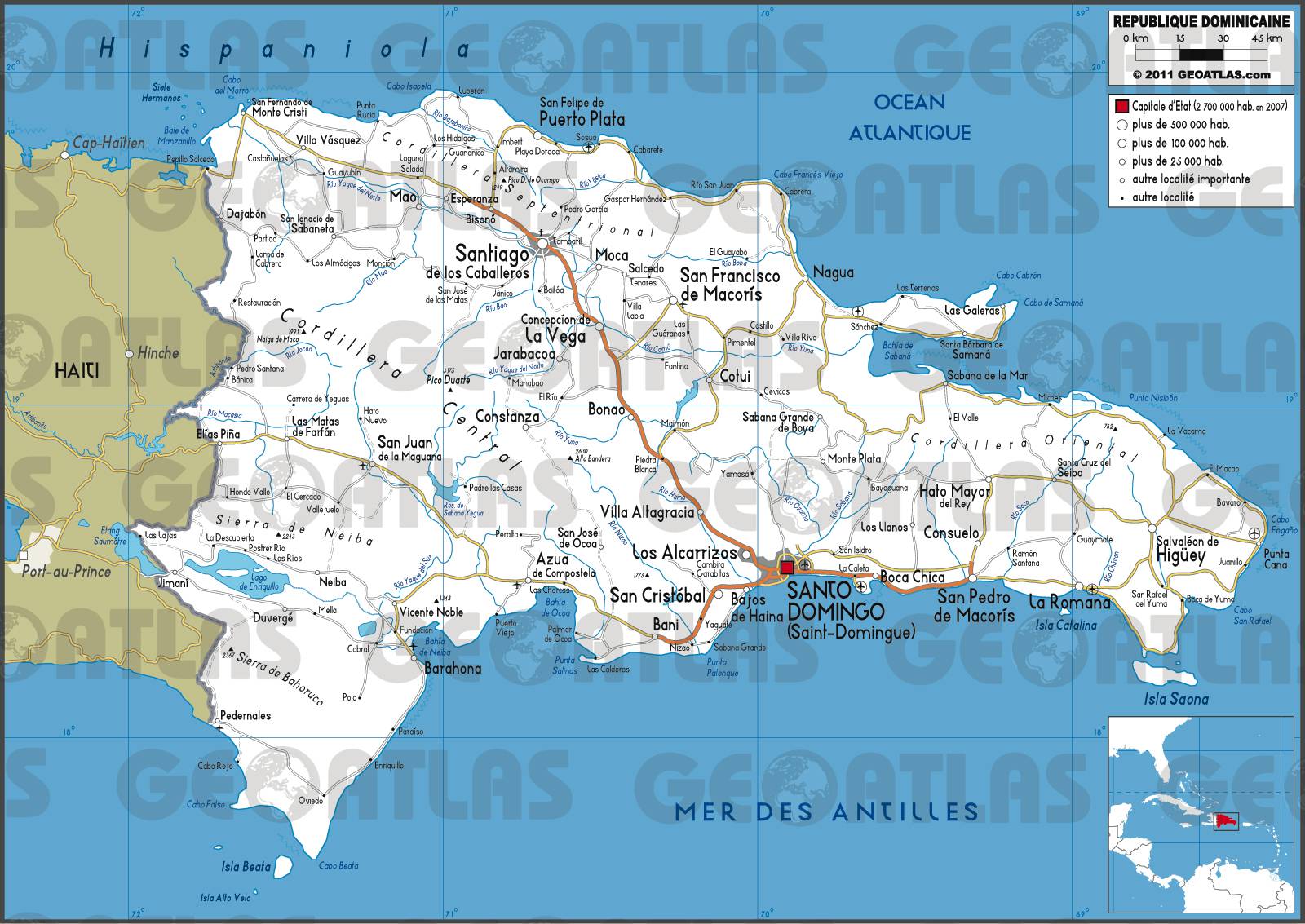 Carte routière de la République dominicaine Carte routière de la République dominicaine