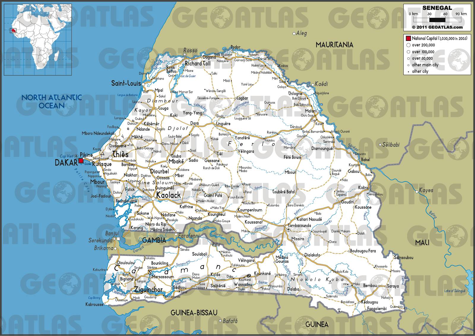 Carte routière du Sénégal Carte routière du Sénégal