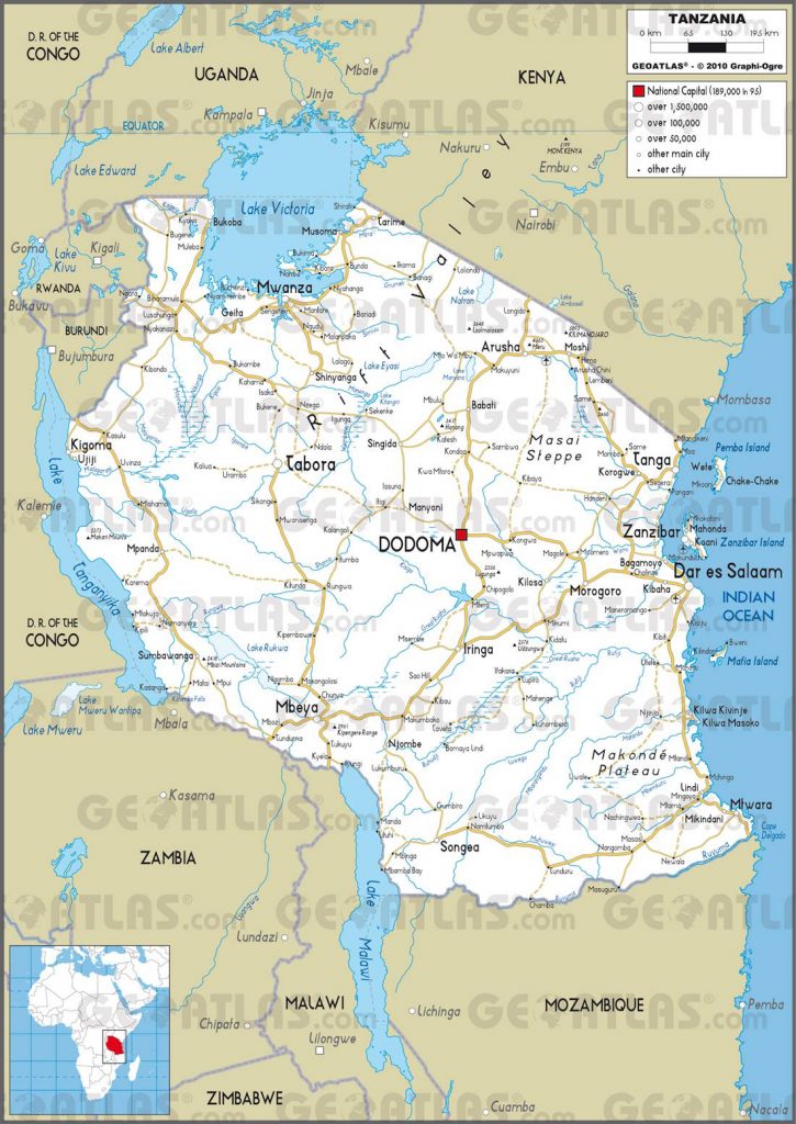 Carte routière de la Tanzanie Carte routière de la Tanzanie