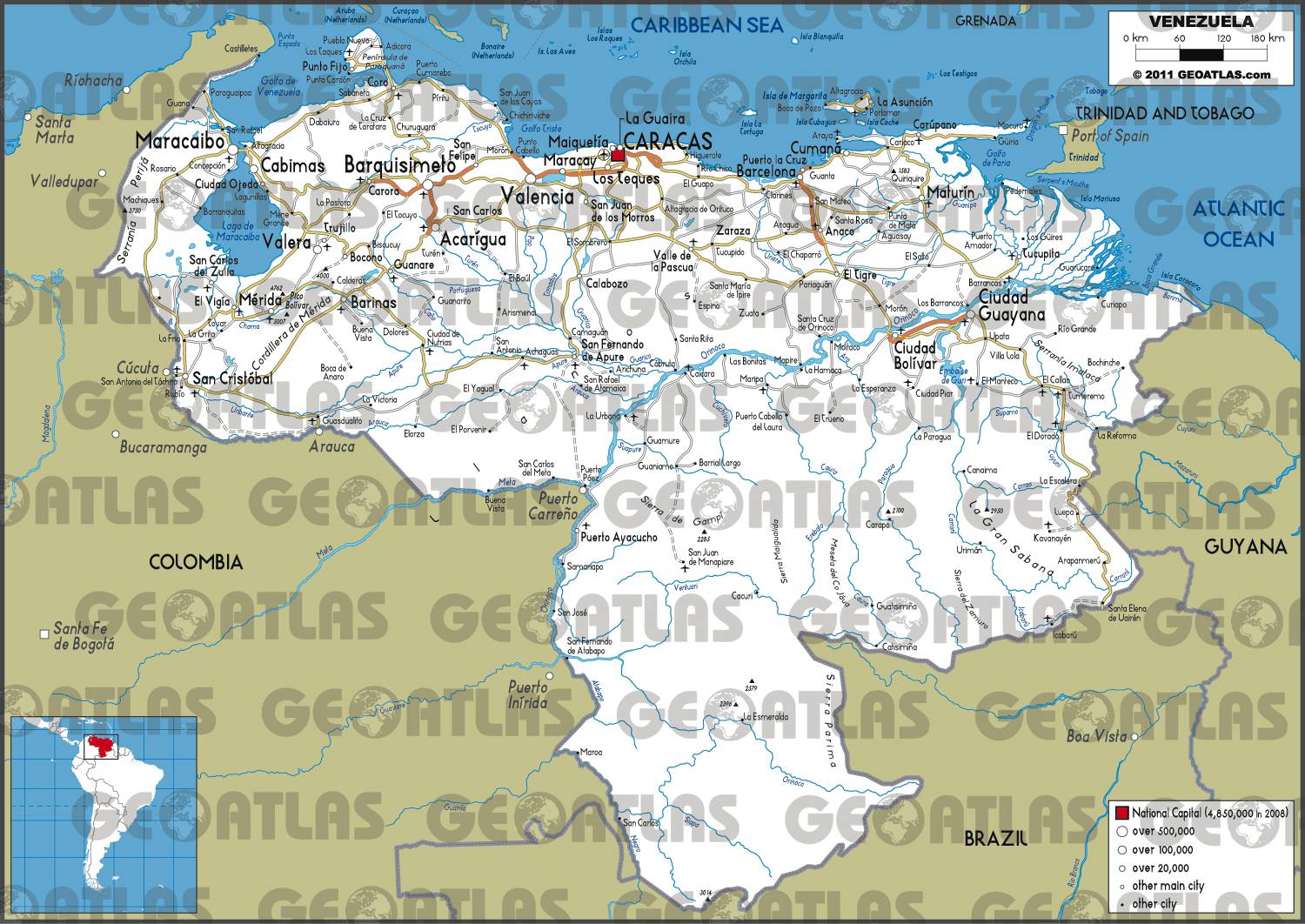 Carte routière du Venezuela Carte routière du Venezuela