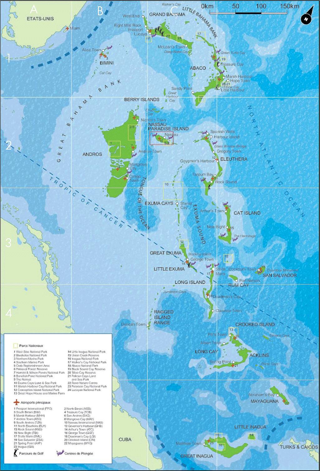 Carte touristique des Bahamas Carte touristique des Bahamas