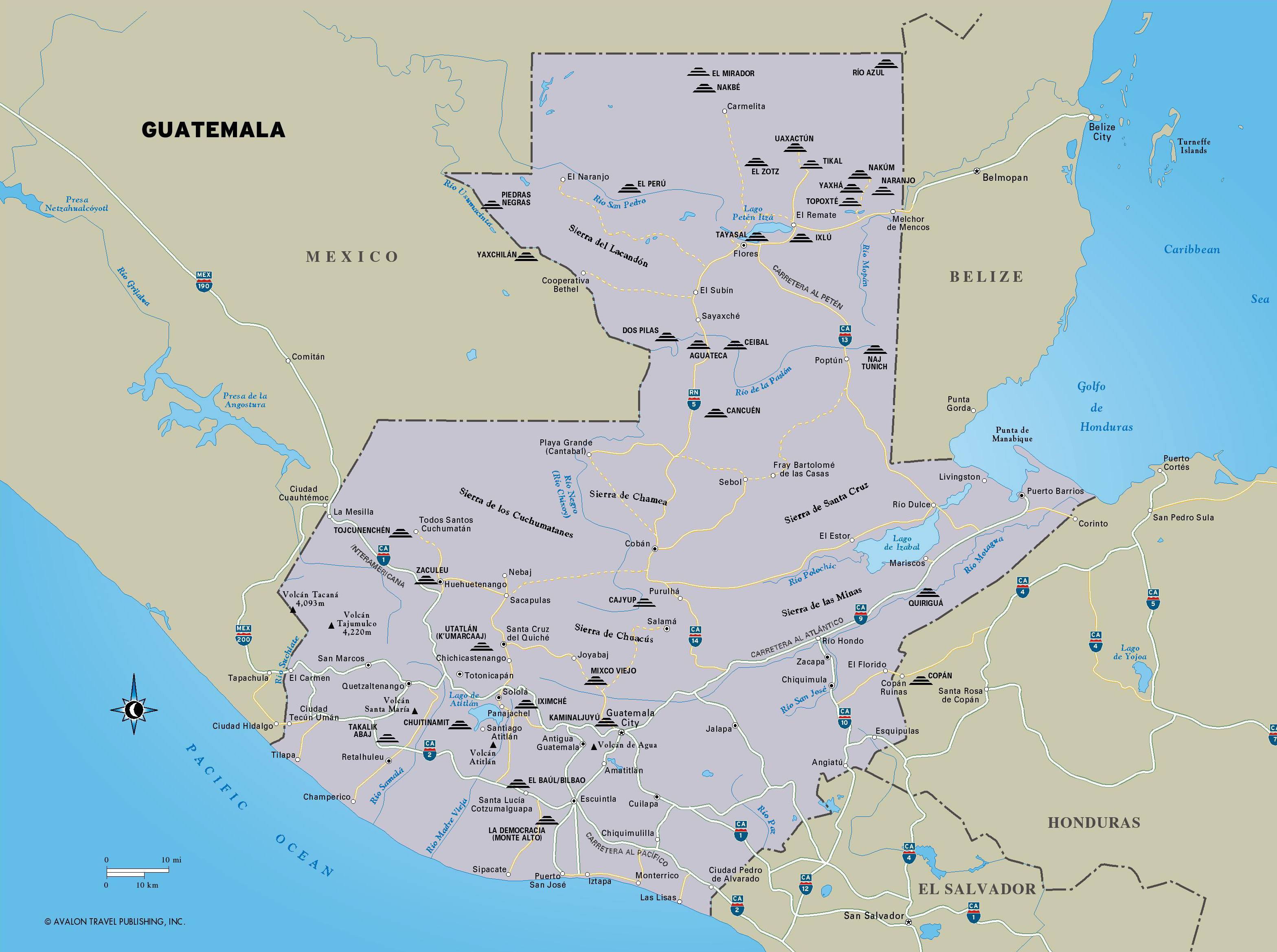 Carte touristique du Guatemala Carte touristique du Guatemala