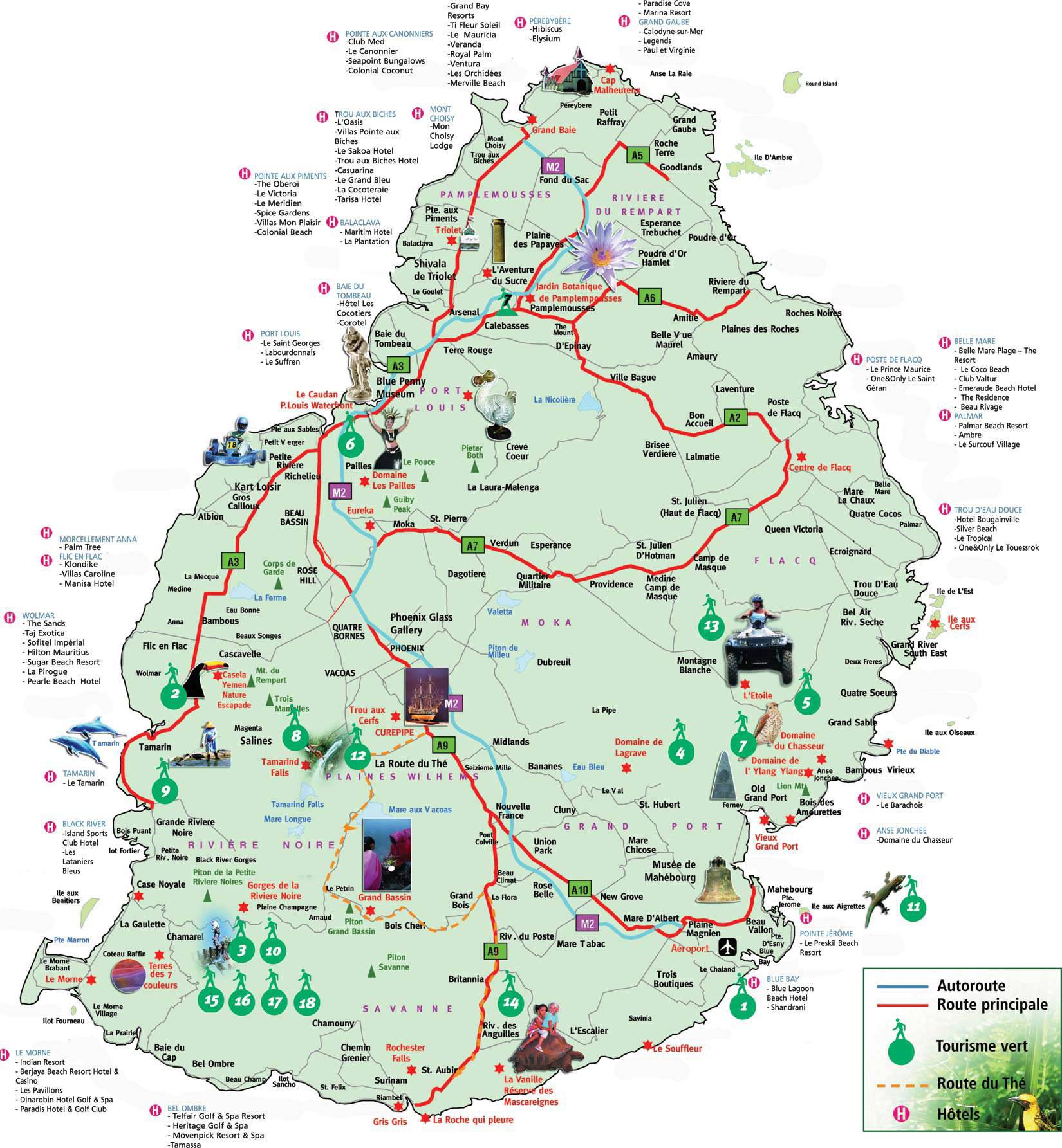 Carte touristique de l'Île Maurice Carte touristique de l'Île Maurice