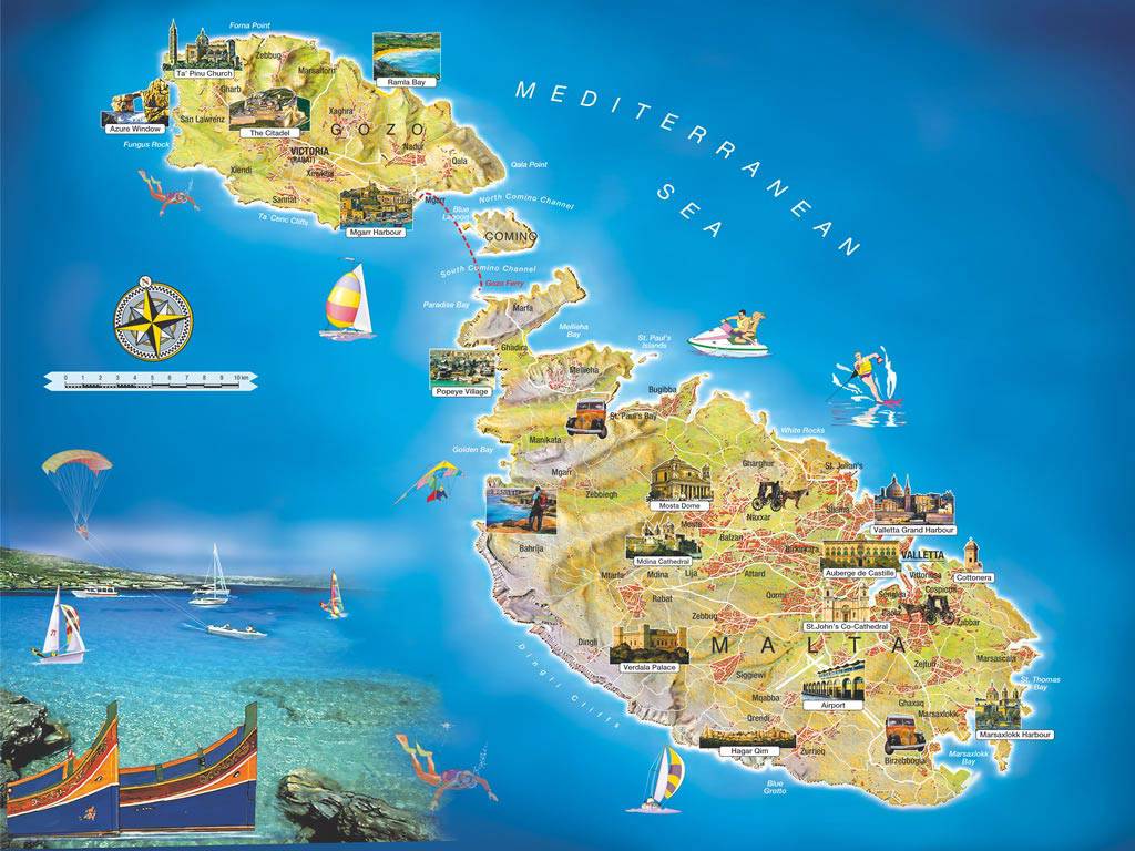 Carte touristique de Malte Carte touristique de Malte