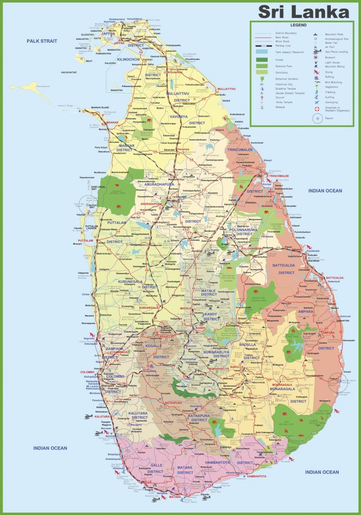 Carte touristique du Sri Lanka Carte touristique du Sri Lanka