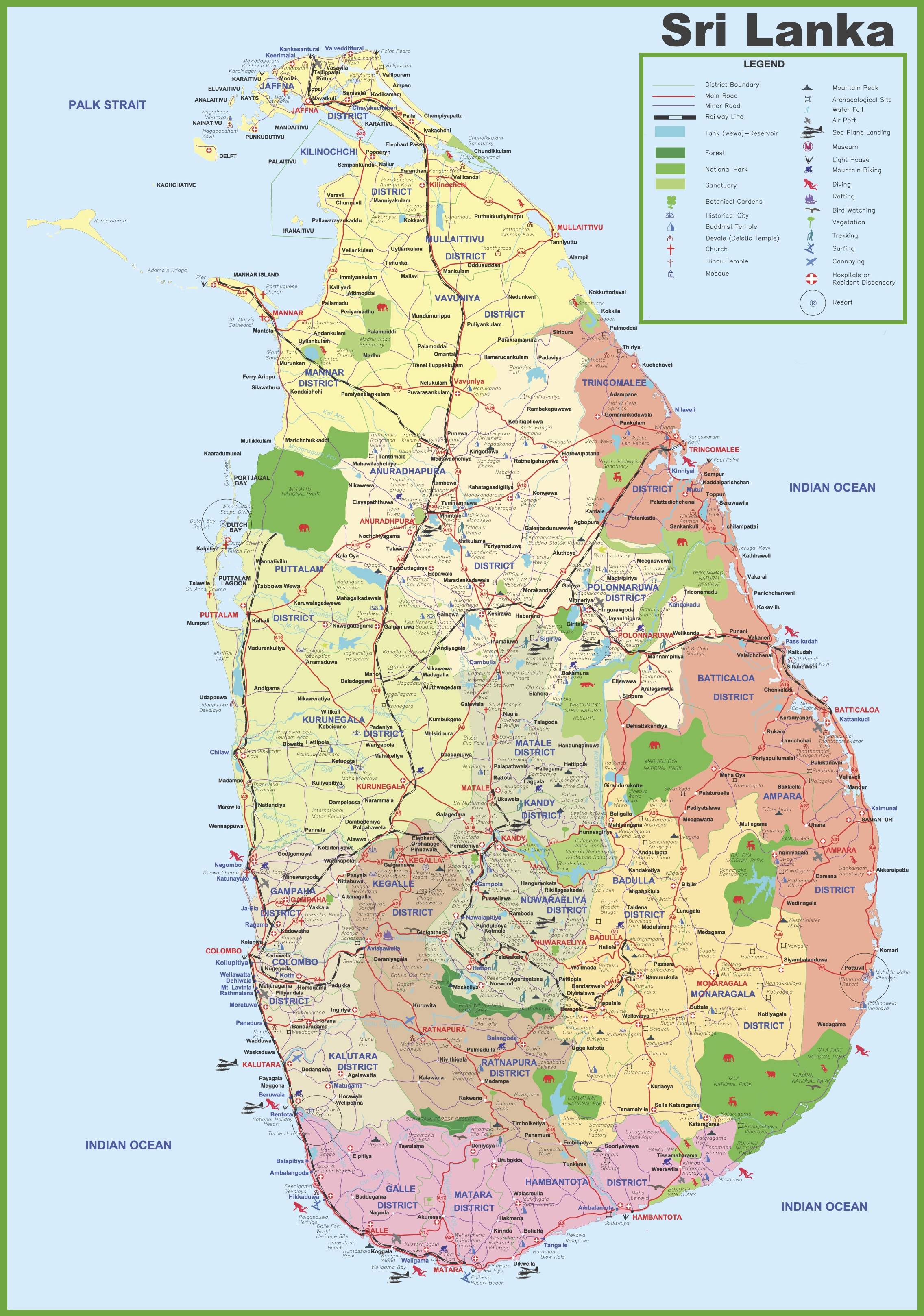 Carte du Sri Lanka - Plusieurs cartes du pays (villes, routes