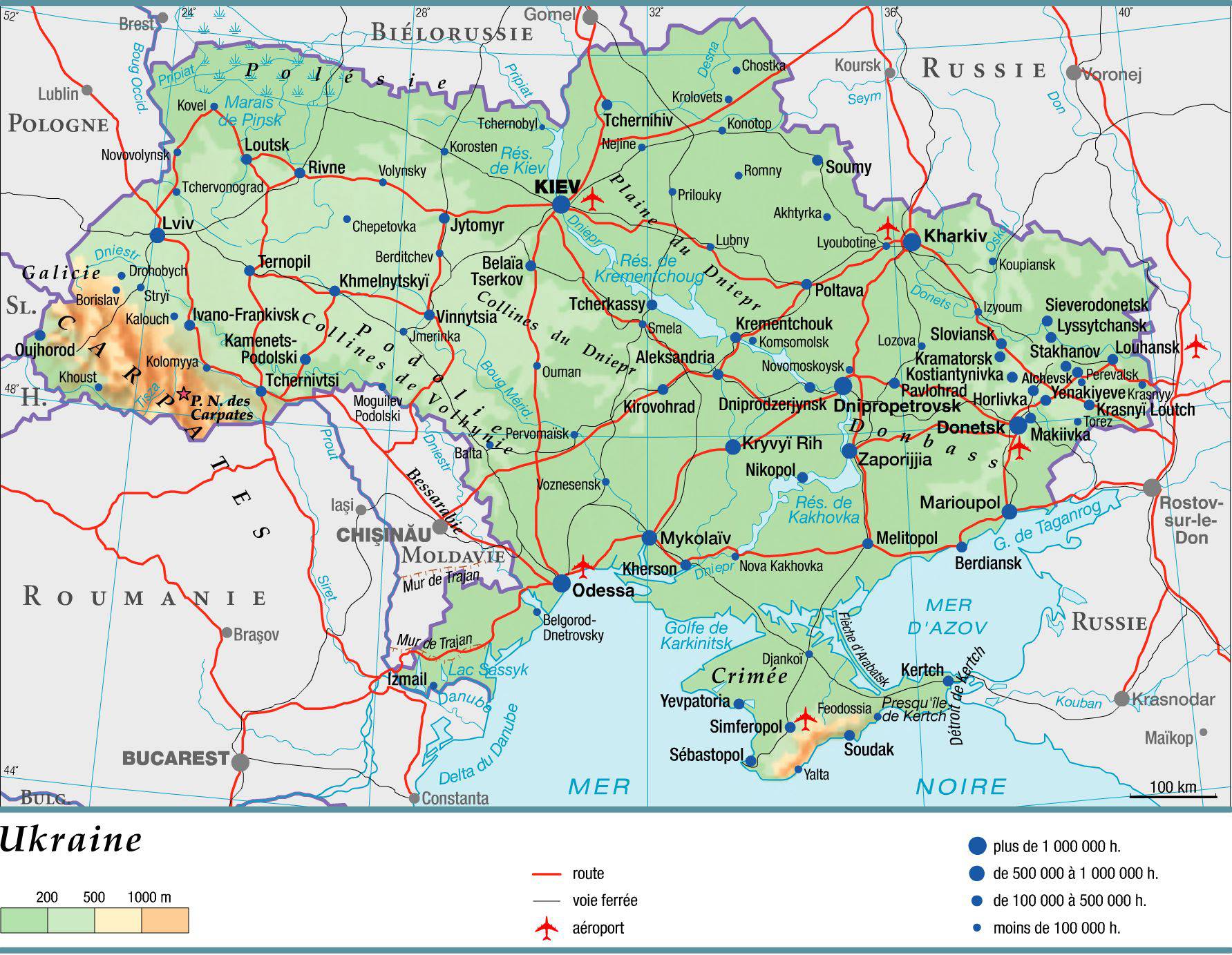 Carte de l'Ukraine Carte de l'Ukraine
