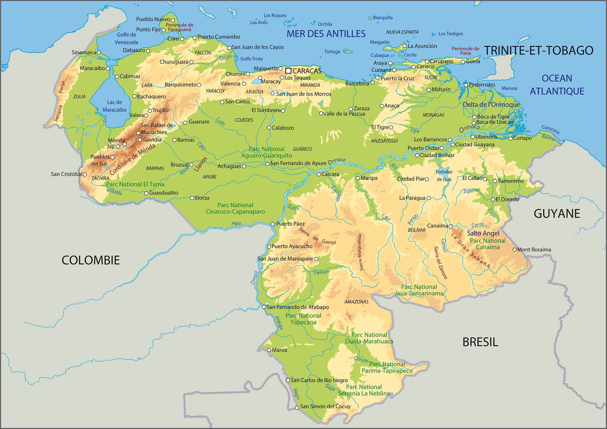 carte touristique du venezuela