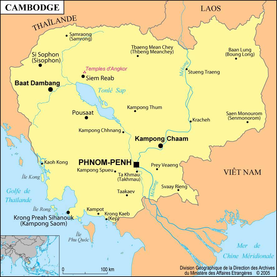 carte detaillee du cambodge