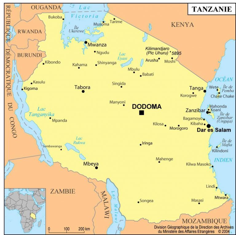 Carte de la Tanzanie Plusieurs cartes du pays africain (villes