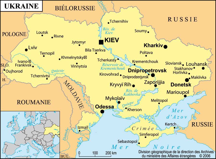 Carte de l&#39;Ukraine - Plusieurs cartes en Europe (villes, géographie...)