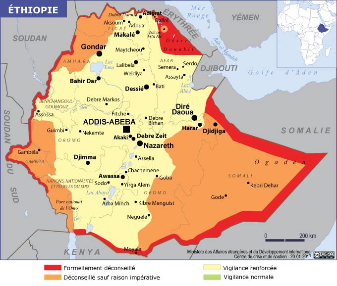 carte géographique de l ethiopie