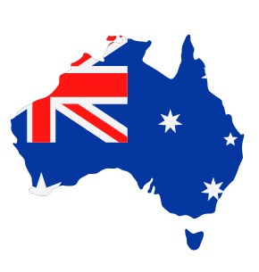 Drapeau de l'Australie avec forme du pays Drapeau de l'Australie avec forme du pays