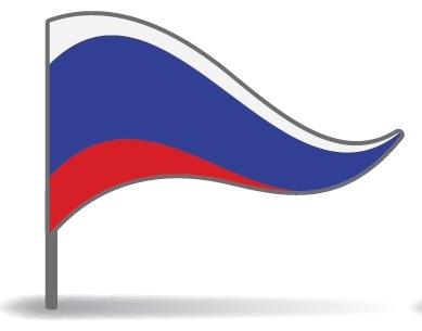 Drapeau de la Russie avec un pied Drapeau de la Russie avec un pied
