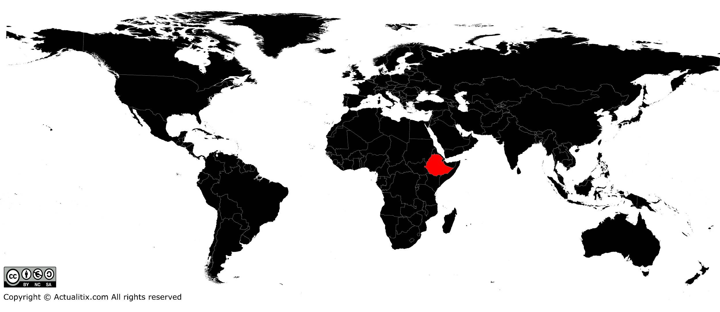 Ethiopie sur une carte du monde