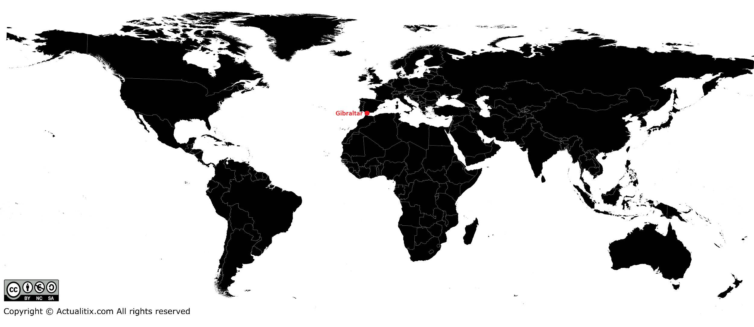 Gibraltar sur une carte du monde